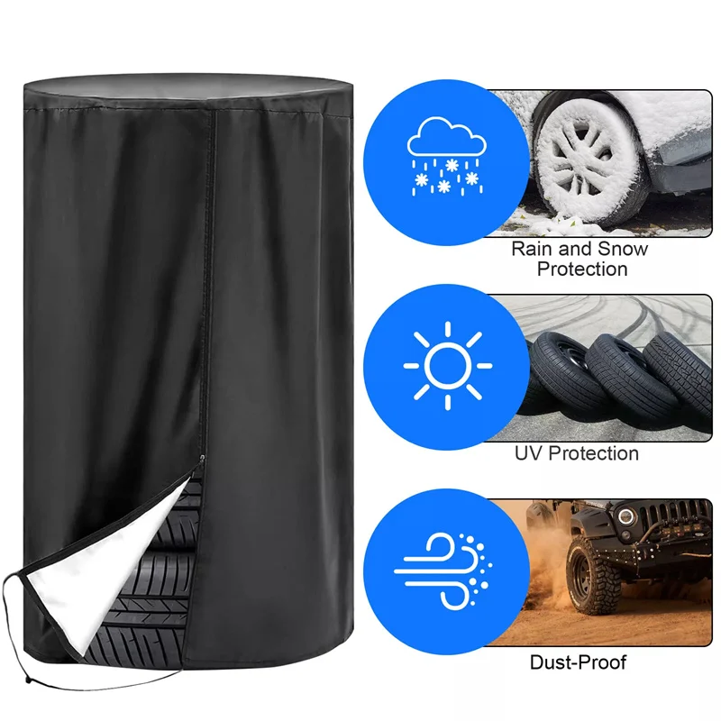 Multilayer Tire Cover Waterproof Coated Oxford Cloth Zipper Multilayer Tire Cover Wheel Protector Car-cover
