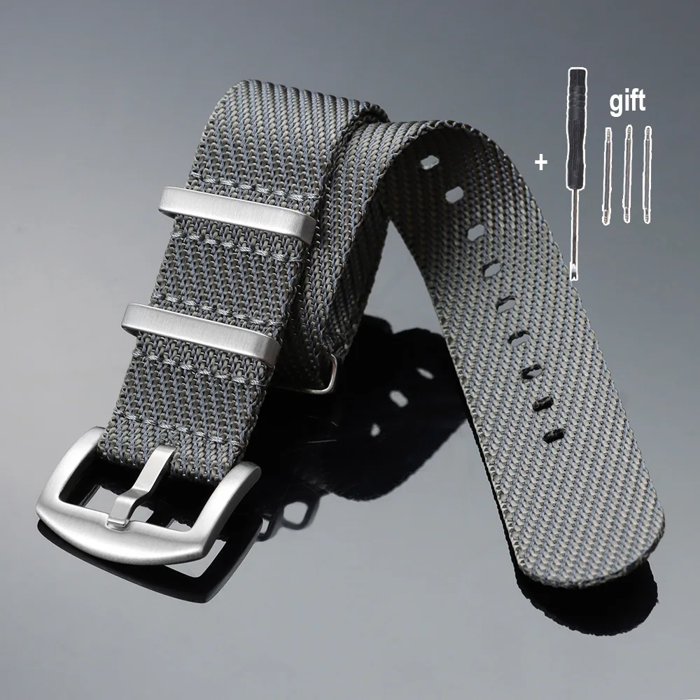 Enhanced Premium Ribbed Nylon Watch Band - Army Green Sport Fabric Bracelet