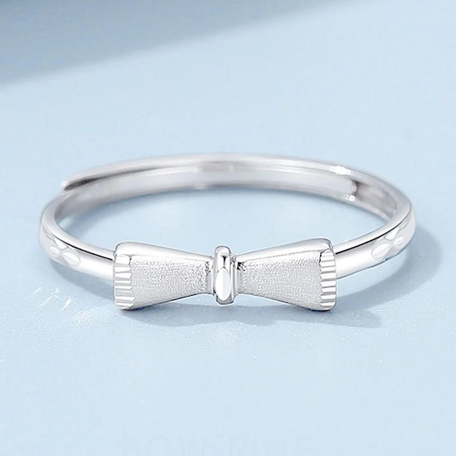 

Real Pure Platinum 950 Band Women Gift Lucky Simple Bowknot Ring 1.8-2g