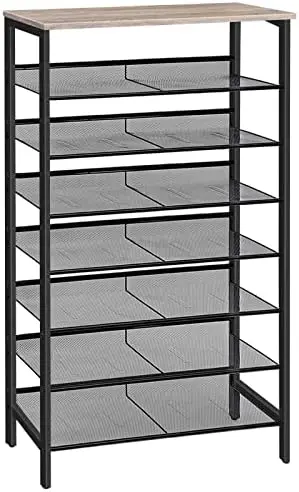 

Shoe , Large Capacity Shoe Shelf, Stable and Sturdy, Shoe Storage Organizer with Flat & Slant Adjustable Metal Shelves, for Bog