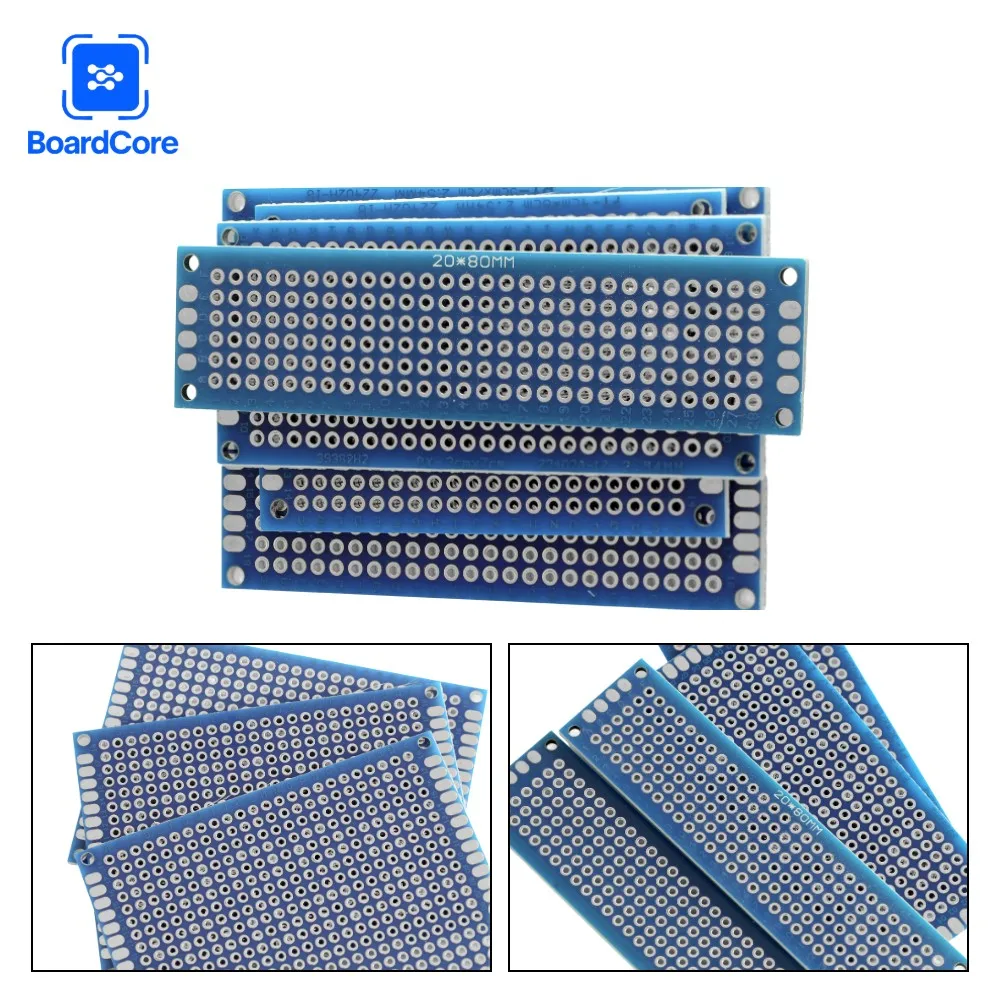 AUKENIEN 7 Values 40 Pieces PCB Board Prototype Perforated Grid Board Kit 2x8 3x7 4x6 5x7 6x8 7x9 8x12 Perforated Board Perforated Grid Board Double Sided Circuit Board Compatible with Arduino Kits