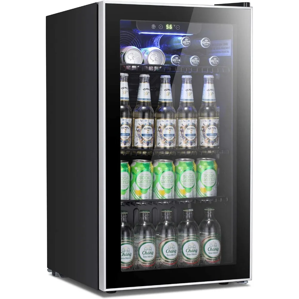 Beverage Refrigerator Cooler -120 Can Mini Fridge Glass Door for Soda Beer