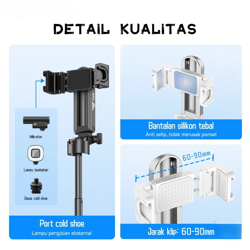 Selfie Stick LISCN P15 Selfie Stick Mini Extendable Phone Grip Tripod Remote Control Mini Phone Grip Shooting Vlogging Video