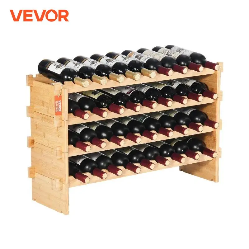 Stackable Modular Bamboo Wine Rack 36 Bottle Holder