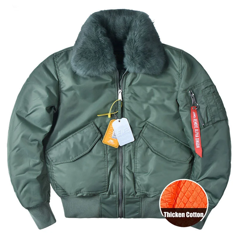 Giacca da volo da uomo cappotto in cotone con colletto in lana addensato giacche Bomber tattiche militari parka in cotone caldo per uomo 3