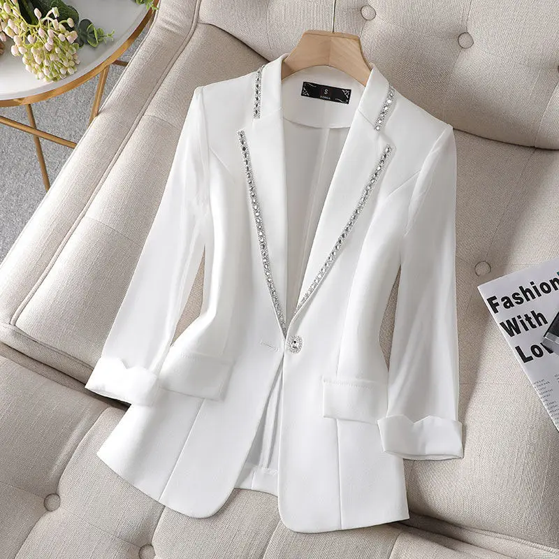 Summer Thin Coat White Fashion Woman Blazer 2022 Luxury Design Casual Blazers Chic Female Suit Slim Women's Jacket Spring Traf |