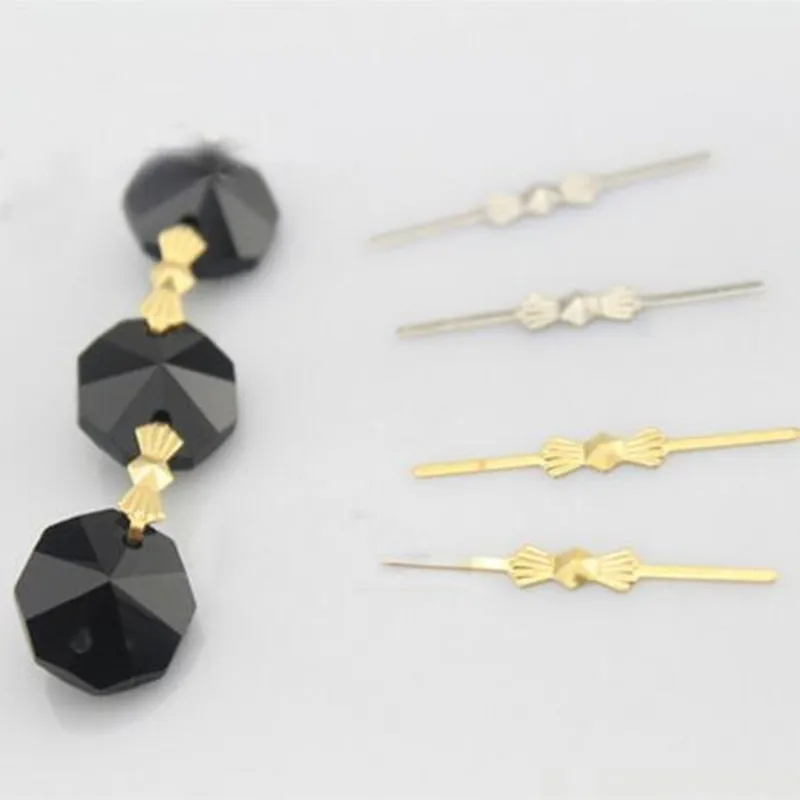 Chandelier Crystal Drops Crystal Beads Metal Butterfly Buckles Bowtie Connectors Pins 80pcs for Chandelier Pendant Lighting Parts