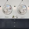 LUVODI 32" Large Round Bathroom Light Mirror With Touch Sensor Black Gold Frame Bathroom Mirror with LED Lights Detachable Rope 5