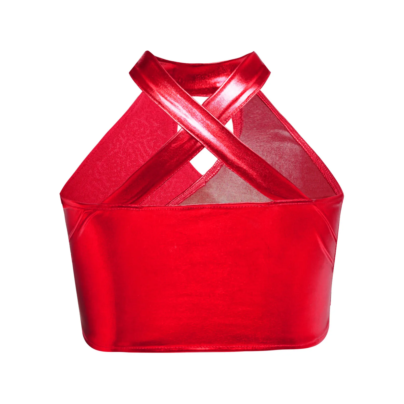 키즈 소녀 반짝 이는 스팽글 댄스 조끼 재즈 라틴 볼룸 댄스 탑 크로스 열쇠 구멍 메탈릭 크롭 탑 댄스웨어 댄스 의상