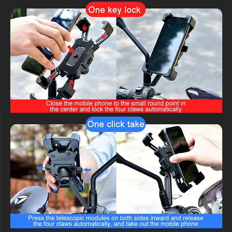 360 Degrees Bicycle Motorcycle Rack Phone Holder for Outdoor Cycling and Commuting bike phone holder Shockproof Bracket GPS Clip