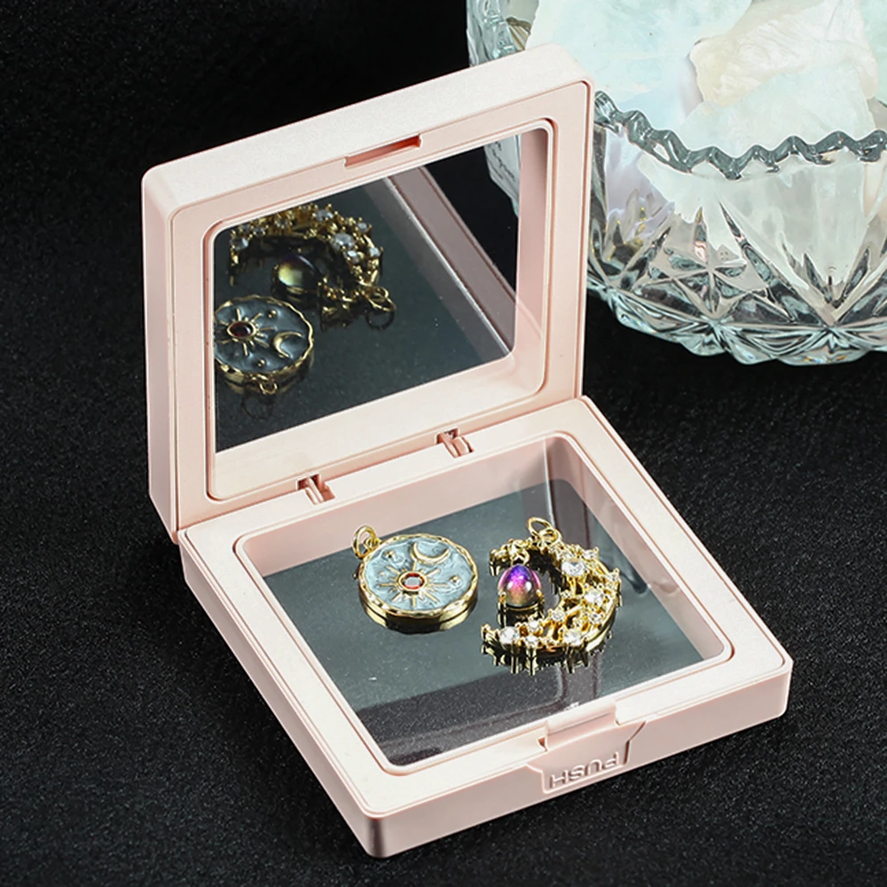 Caja transparente de PE para joyería, embalaje con logotipo colgante, para pendientes, y collares, color negro, blanco rosa| | - AliExpress