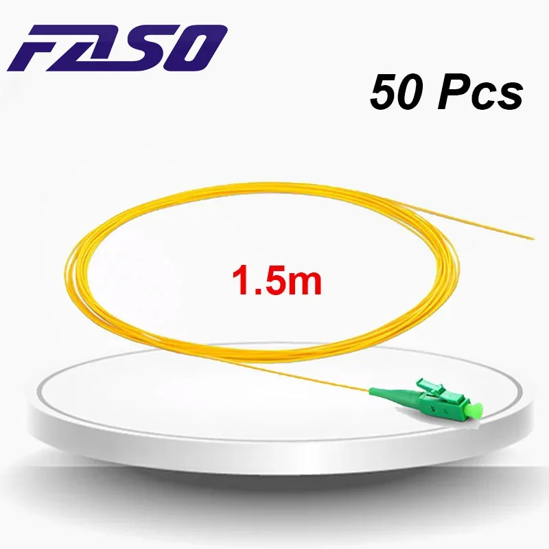 

[Free Shipping]FASO 50Pcs LC APC Fiber Optic Pigtail SM SX Core G657A2 0.9mm Pigtail LSZH Yellow Jacket 1.5m