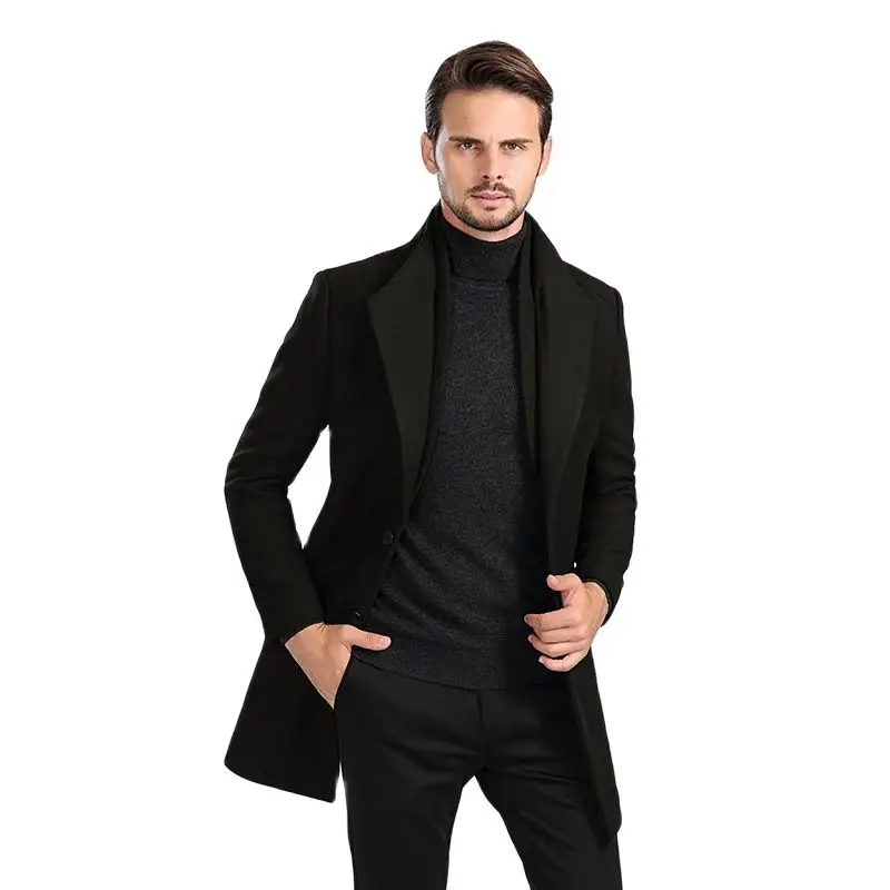 

BATMO 2023 Men's Wool Coat Business Casual Classic Style Slim Fit Woolen jackets Male trench coat,overcoat 819