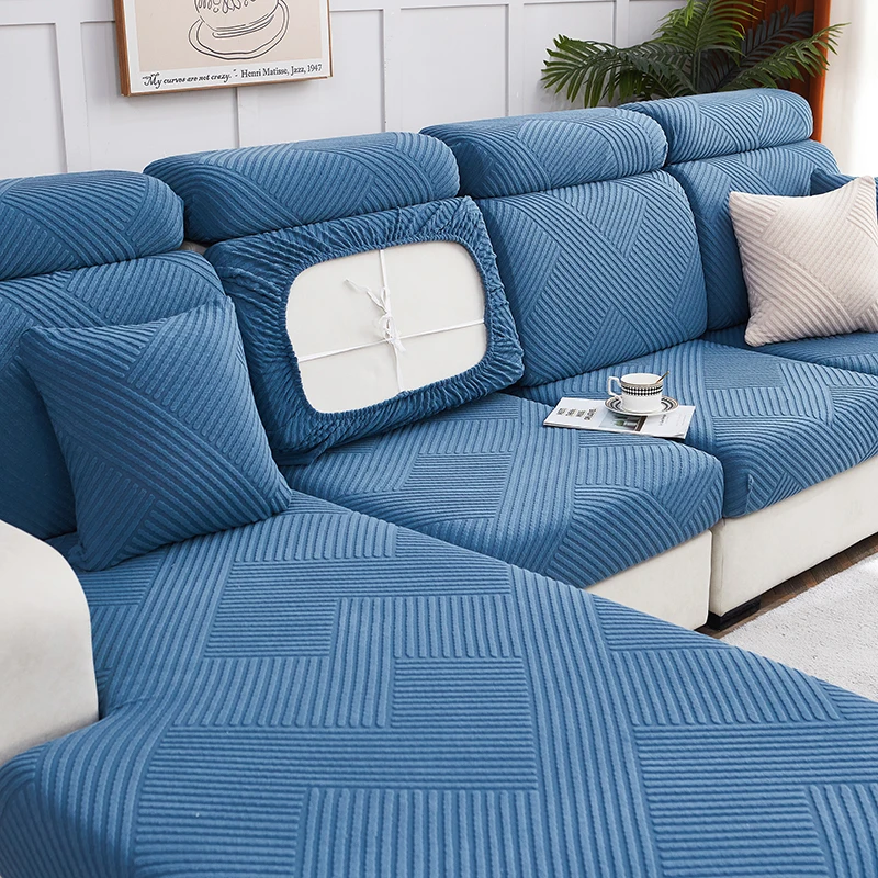 Jacquard Fabric Seat Cushion Cover Elastic Adjustable Sofa Cover Pets Kids Sofa Cover Removable Washable Sofa Slipcovers 5