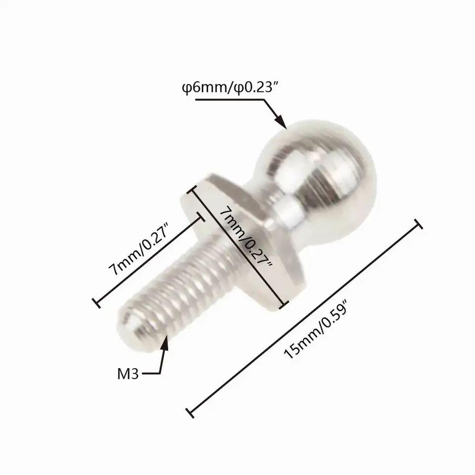 6 Vis à Tête De Boule DShanLa Référence 02038 - Pour Modèles RC 1/10, Longueur 15 Mm, Tête 5,8 Mm