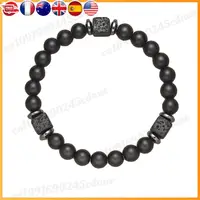 Fathers Day Gifts Mens Beaded Bracelet with Love Card Stretch Bracelet Natural Stone Beaded Bracelet Dad Birthday Gifts Ideas