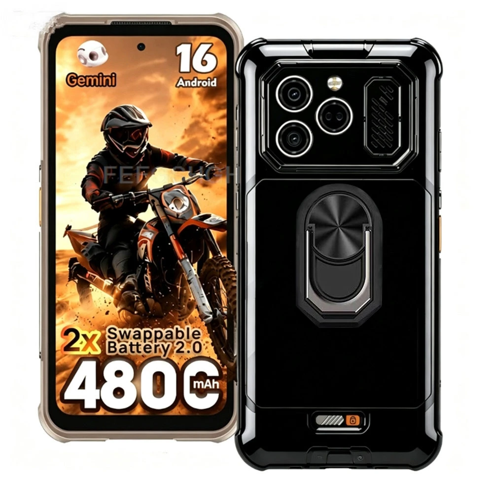 Rugged Silicone Phone Case with Back Ring Holder and Stand