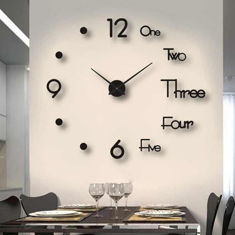 1Pc 3D Wall Clock Mirror Wall Stickers Creative DIY Wall Clocks Modern Design Mute Quartz Needle Watch Home Decor