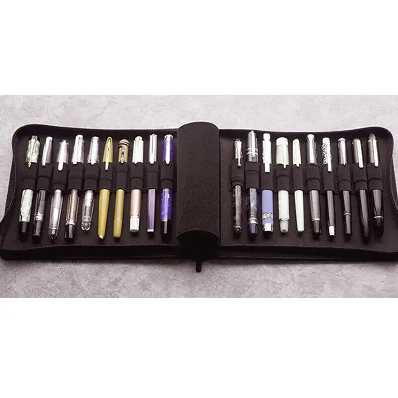Gray KACO Fountain Pen Case 20 Slots Gray Canvas Pen Pouch Pencil Case Bag Storage for 20 Pens Waterproof Office Business Style 2