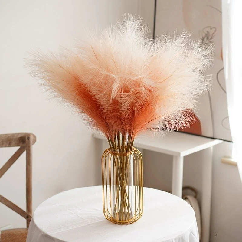Vibrant Boho Faux Pampas Grass - Set of 10 Elegant Stems for Home and Wedding Decor