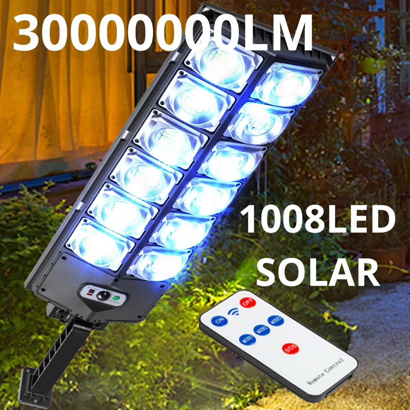 solar lights for backyard 30000000LM Powerful Street Light 1008LED Solar LED Light Remote Control Hunman Body Sensor Outdoor Garden Wall Lamp Waterproof string solar lights