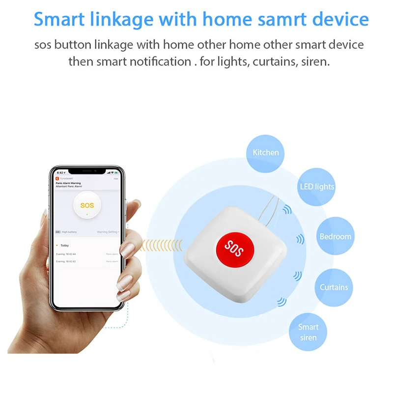 1PC WIFI Panic Button For Elderly Alarm Wireless SOS Button Emergency Panic Designed Compatible With Home Burglar Alarm