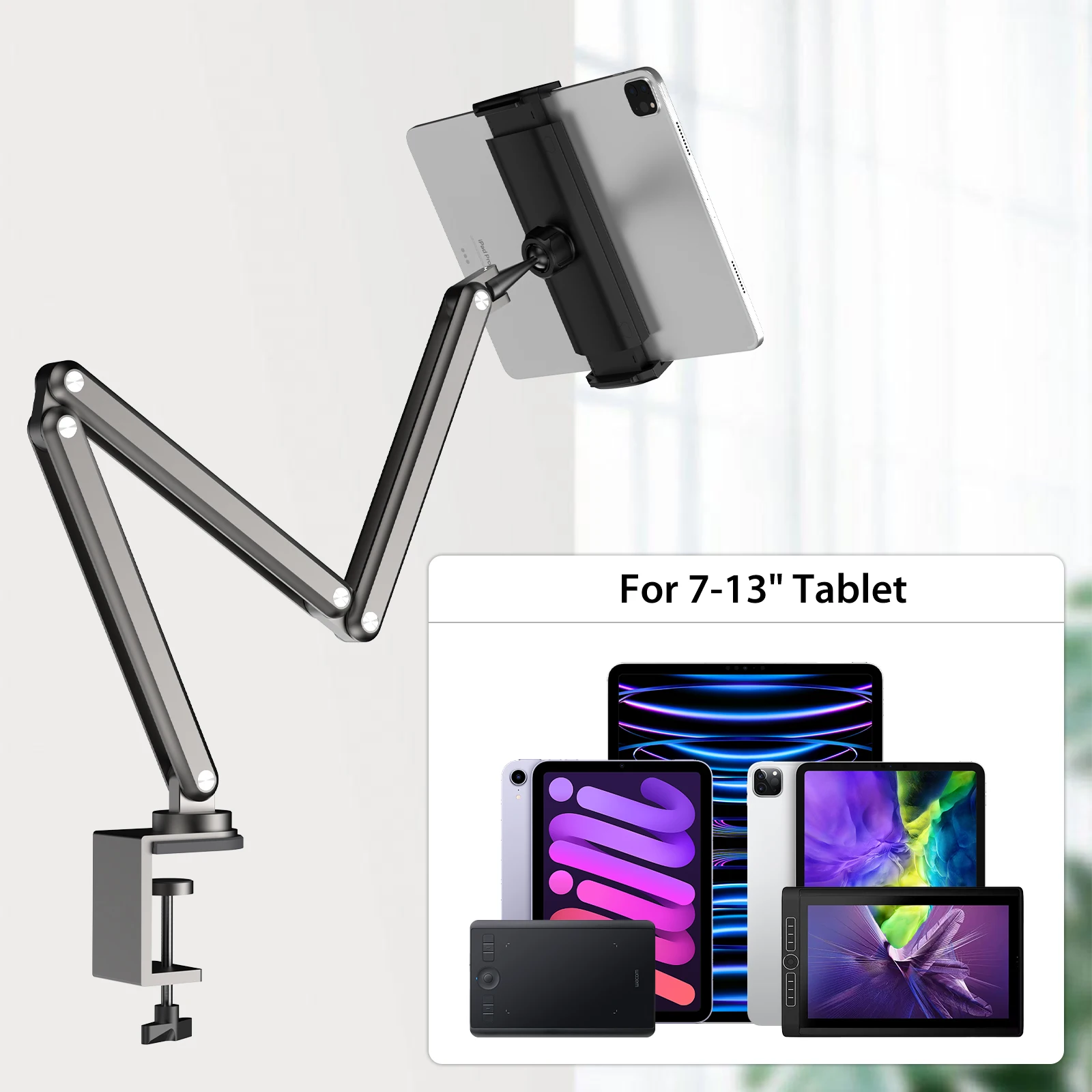 Kuxiu-suporte para Telefone para Tablet Braço Longo 712.9 Largura Retrátil Suporte de Alumínio Ipad Samsung Tablet E-reader