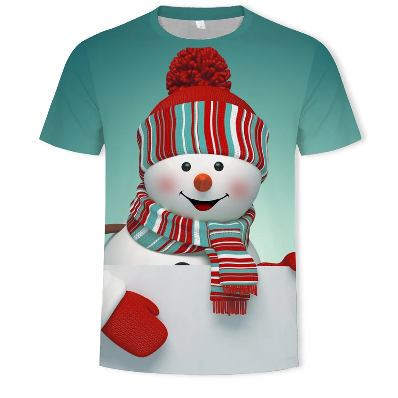 New Tide Summer Fashion Christmas Pictures T-shirts Casual Print Tees Hip Hop Personality Round Neck Short Sleeve Tops
