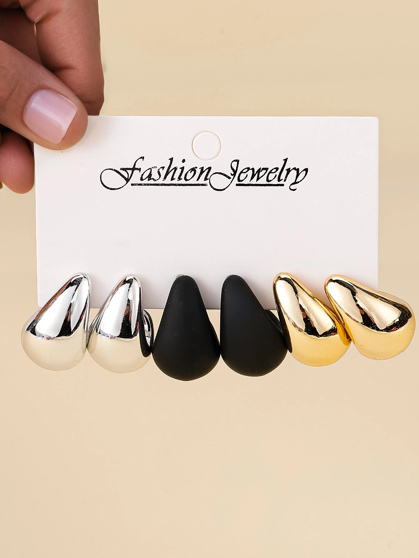 3Pairs Classic And Fashionable Multicolor Waterdrop Stud Earring Set Ideal For Dating Vacation Daily Wear And Gift Jewelry
