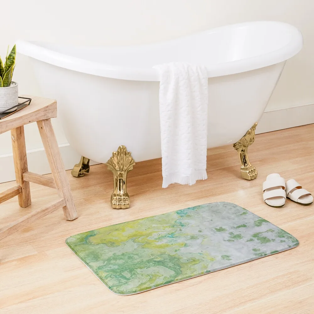 

Lime Green Yellow Acrylic Abstract Bath Mat Carpet For Bath Non-Slip Bathroom Carpet For Shower Toilet Rug Mat