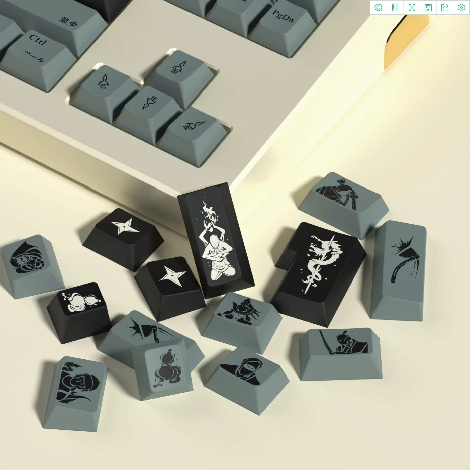 Gmk Samurai Keycaps Grupo Pbt Sublimação de Corante Perfil Cereja 61 64 84 87 96 980 104 108 151 Chaves - Imagem 2