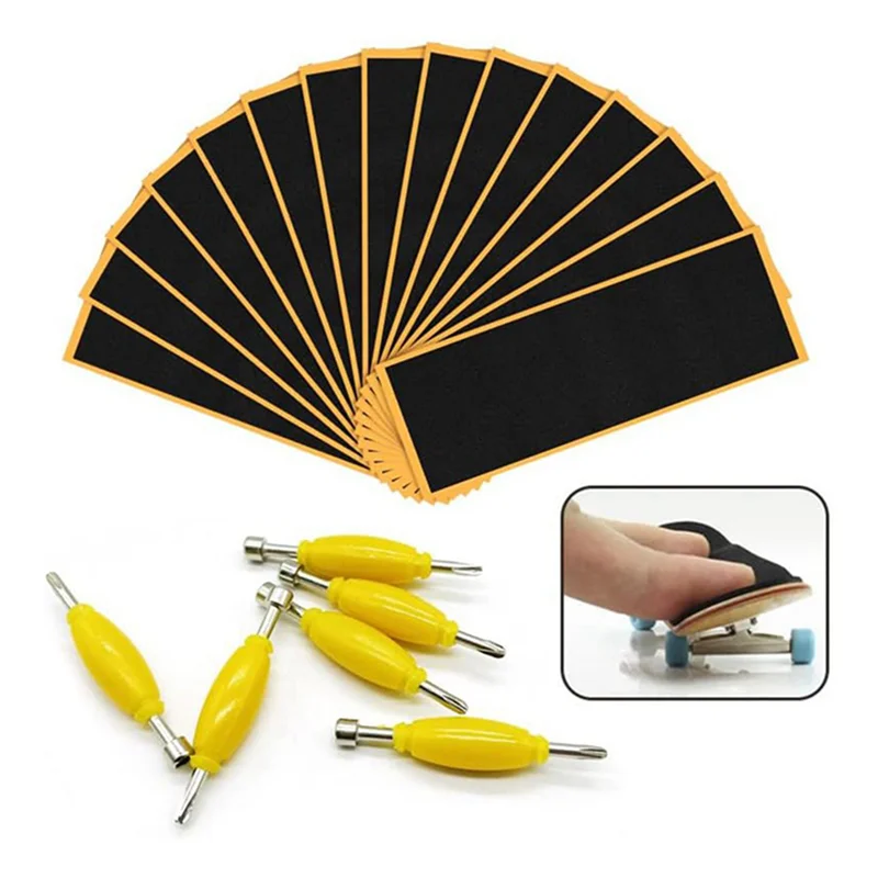 24 팩 핑거 보드 그립 테이프 스티커 폼 스티커 교체 + 핑거 스케이트 보드 용 스크루 드라이버 도구 너트 드라이버