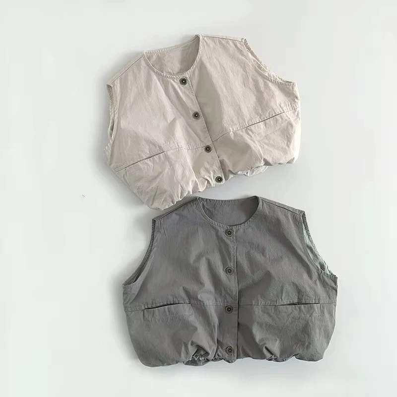 봄 신상 아동 민소매 조끼 자켓 심플 남아 루즈핏 베이비 여아 다용도 가디건 아동복