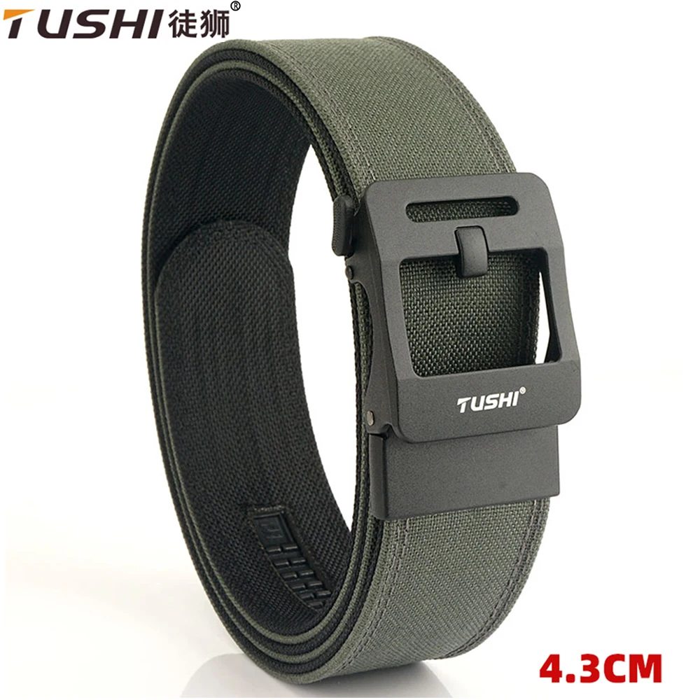 TUSHI Official Genuine Men's Military Tactical Belt 1100D Thick Nylon Alloy Automatic Buckle IPSC Gun Belt Casual Girdle Male vatlty 4 3cm hard tactical gun belt for men metal automatic buckle thick nylon police military belt casual belt ipsc girdle male