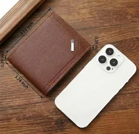 Men's leather short wallet thin wallet foldable minimalist soft leather wallet 3