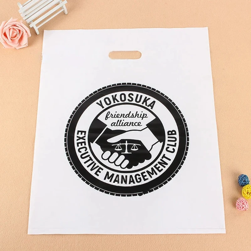 100Pcs Customized Logo Color Shopping Bag With Handle Plastic Gift Bag Businesses  Customer Plastic Bag(Print Fee isn't Included 3