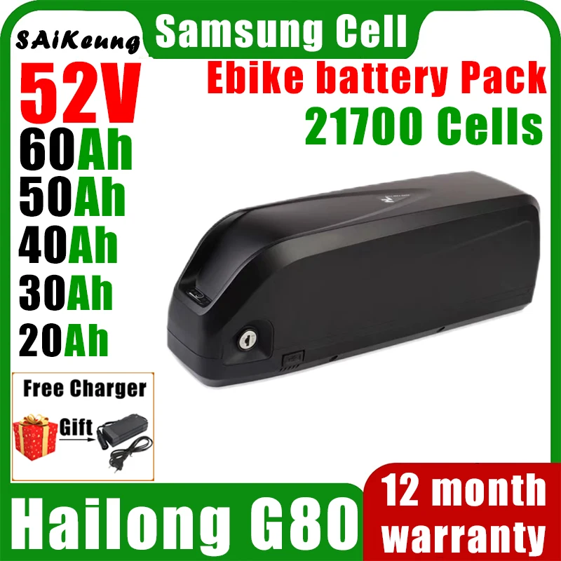 

Hailong 52v Fietsaccu 36volt Electric Bike Battery 52v 20ah 30Ah 40 50ah 60ah Bicicleta 48v Bafang 300w-3000w Electrica Baterias