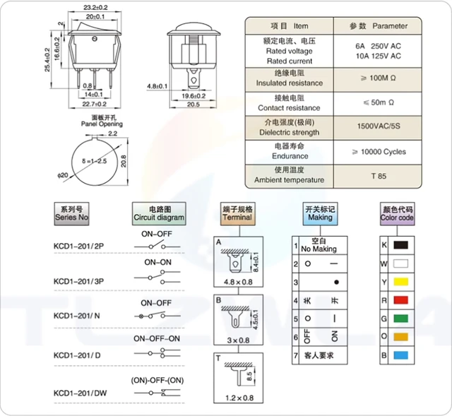 Interruttori Bilanciere Rotondi 10pcs - 10A/125V 6A/250V Per Auto Ed Elettrodomestici - Foto 10