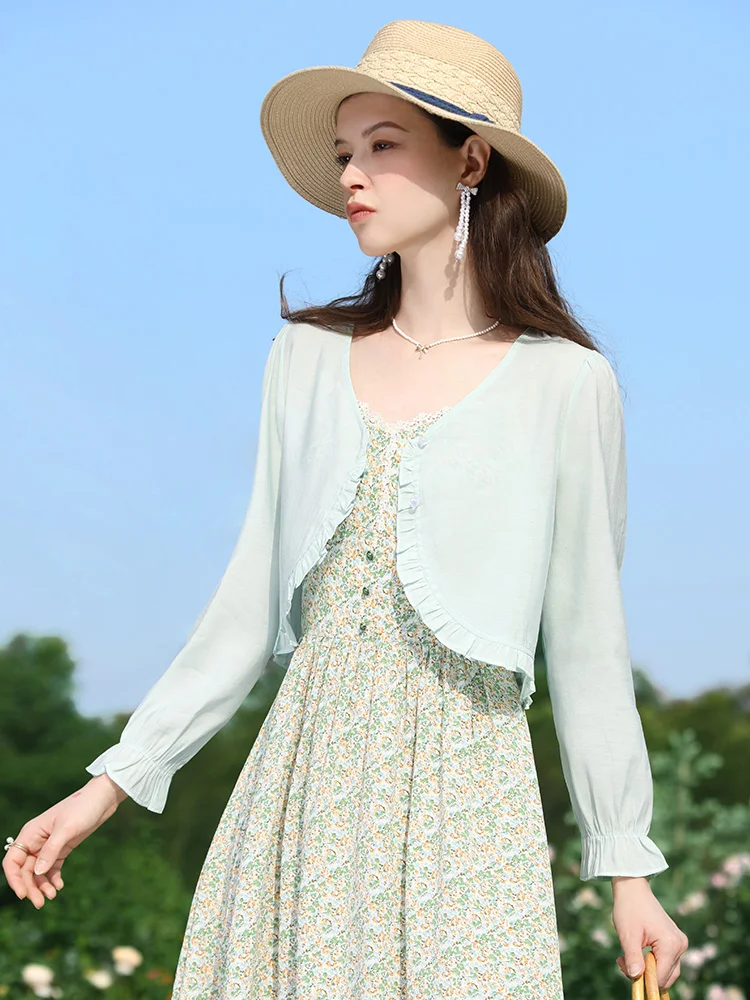 I BELIEVE YOU Women Thin Small Jackets 2024 Summer New Beautiful Short Casual Sweet Basics Gentle Blouse For Lady 2242185623