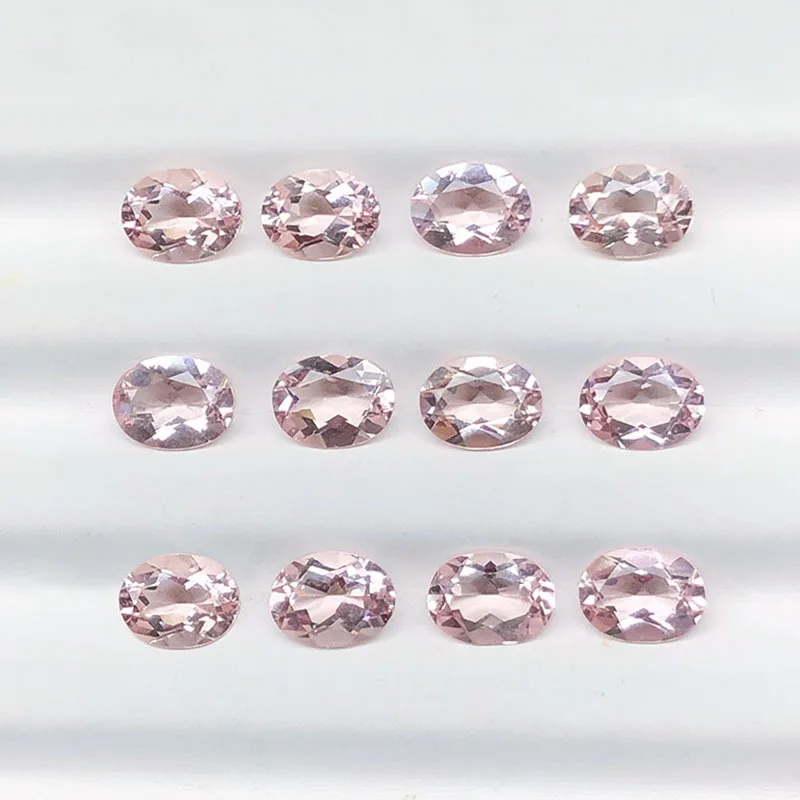 2pcs/lot High Quality Natural Stone Pink Morganite Oval Shape Facet 8x10mm Eye Clear Loose Gemstone For Jewelry Making