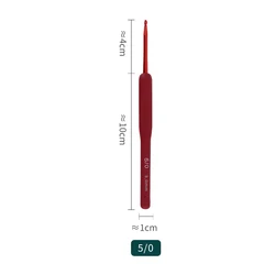 Premium Aluminum Crochet Hooks with Soft Red Rubber - Grip Handles for Knitting and Braiding (3mm)