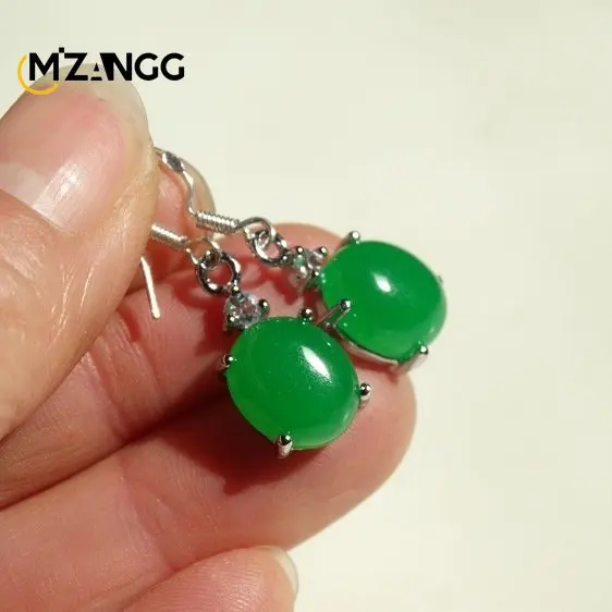 Orecchini Lunghi A Goccia In Giada Naturale Verde, Pendenti Boho Retrò In Lega, Gioiello Donne