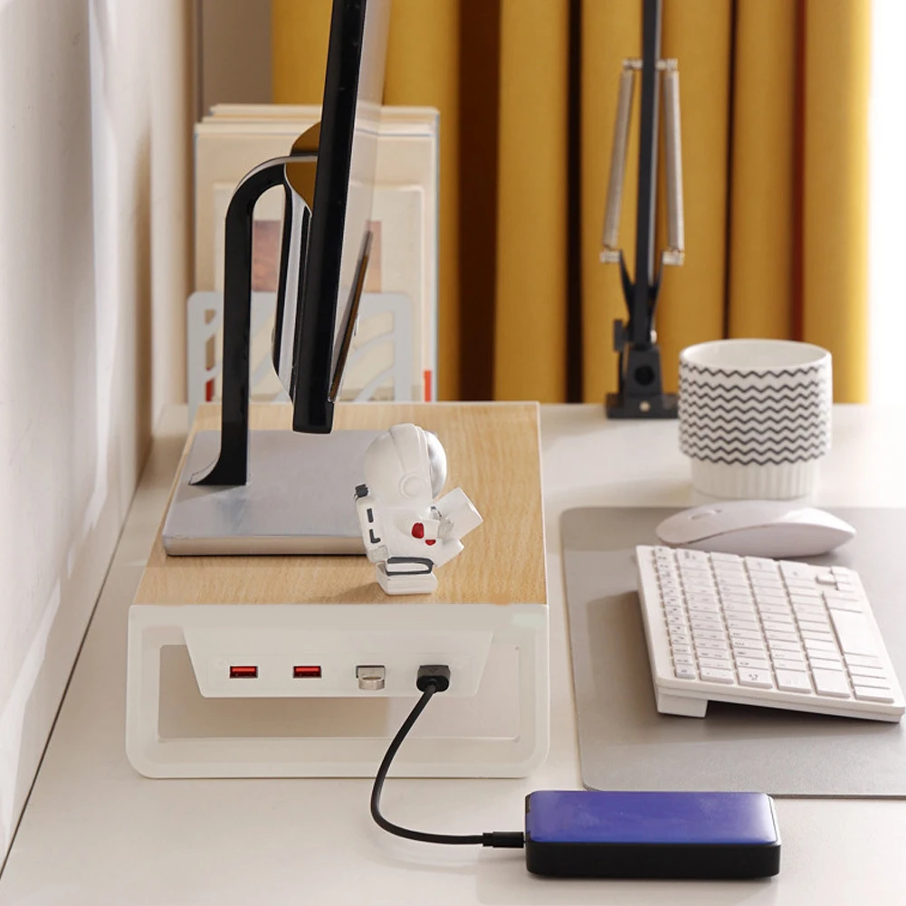 데스크탑 모니터 스탠드 모니터 높이 증가 데스크탑 스토리지 스탠드 인체공학적 목재 모니터 스탠드 사무실 가정 학교 용품