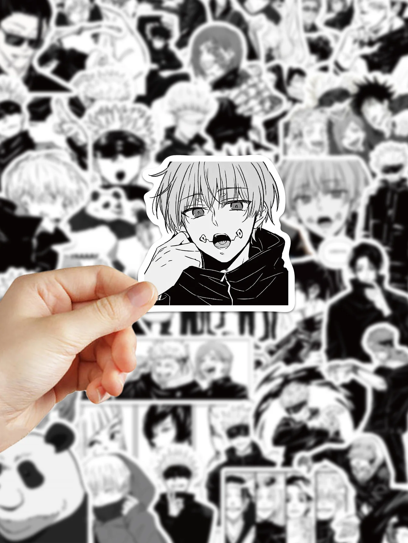 50 قطعة ملصقات أنيمي Jujutsu Kaisen أبيض وأسود نمط...
