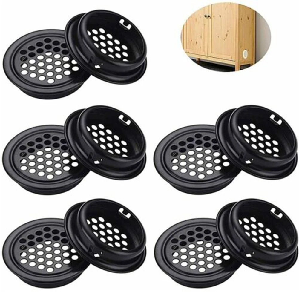 

10pcs Air Vent Holes Round Ventilation Grilles 35mm Air Vent Louver Hole Soffit Mesh Wardrobe Shoe Cabinet Furniture Accessories