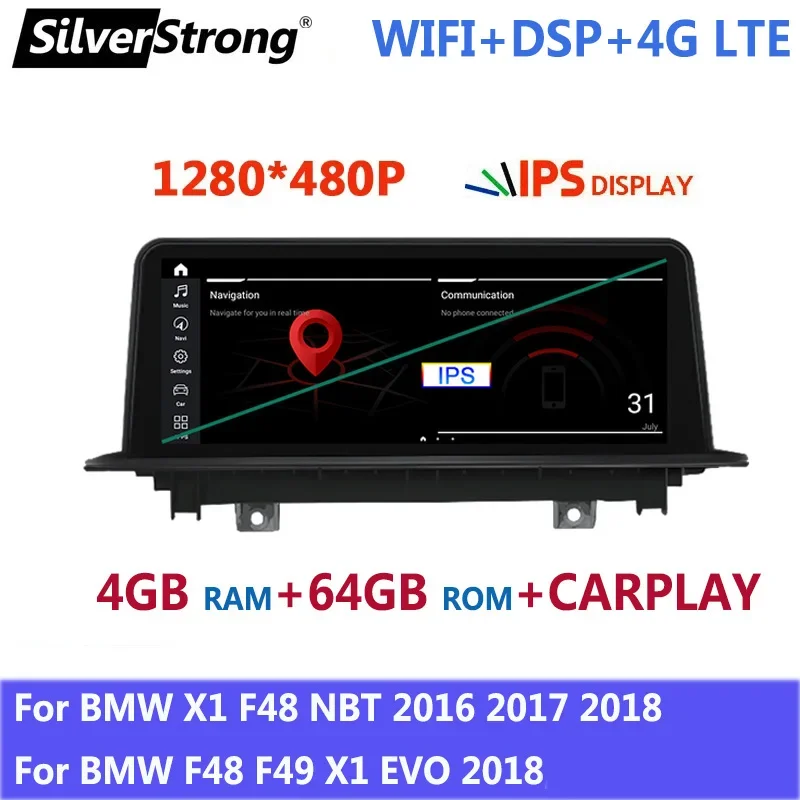 X1 F48 Android Multimedia Screen 10.25 '',Carplay Dsp Ips Display,Wireless Androidauto Per Bmw X1 F49 Nbt Evo