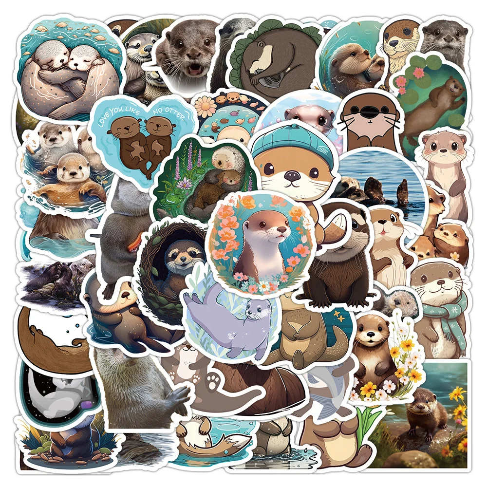 

10/30/50pcs Cute Animal Cartoon Otter Sticker Decals DIY Phone Laptop Stationery Waterproof Kawaii Kids Decoration Sticker Toys