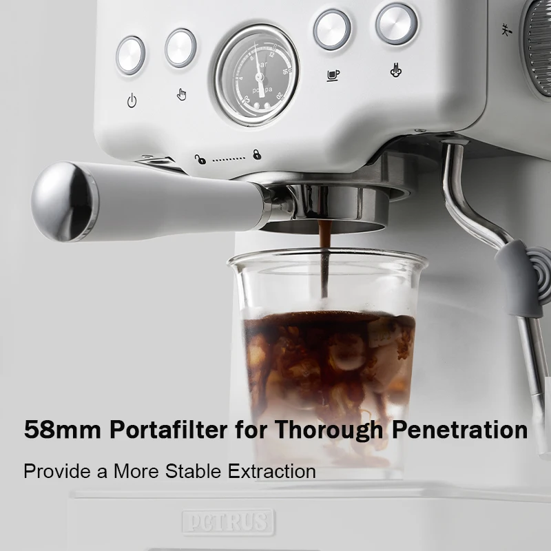 Petrus Espresso Coffee Machine Stainless Steel Coffee Maker With 58MM Portafilter Commercial Steam Wand Milk Frother 2