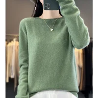 Autumn Winter 100% Merino Wool Sweater Women First Line Seamless Half-high Collar Pullover Basis Casual Cashmere Knit Solid Tops 2