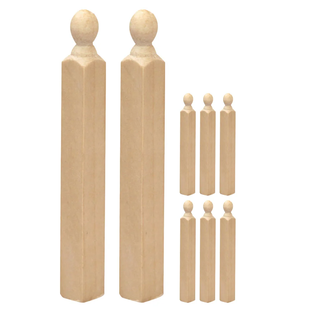 

8 Pcs House Furniture Miniature Accessories Garden Dollhouse Newel Posts Stairs Making Wood Pillar for Model Birch